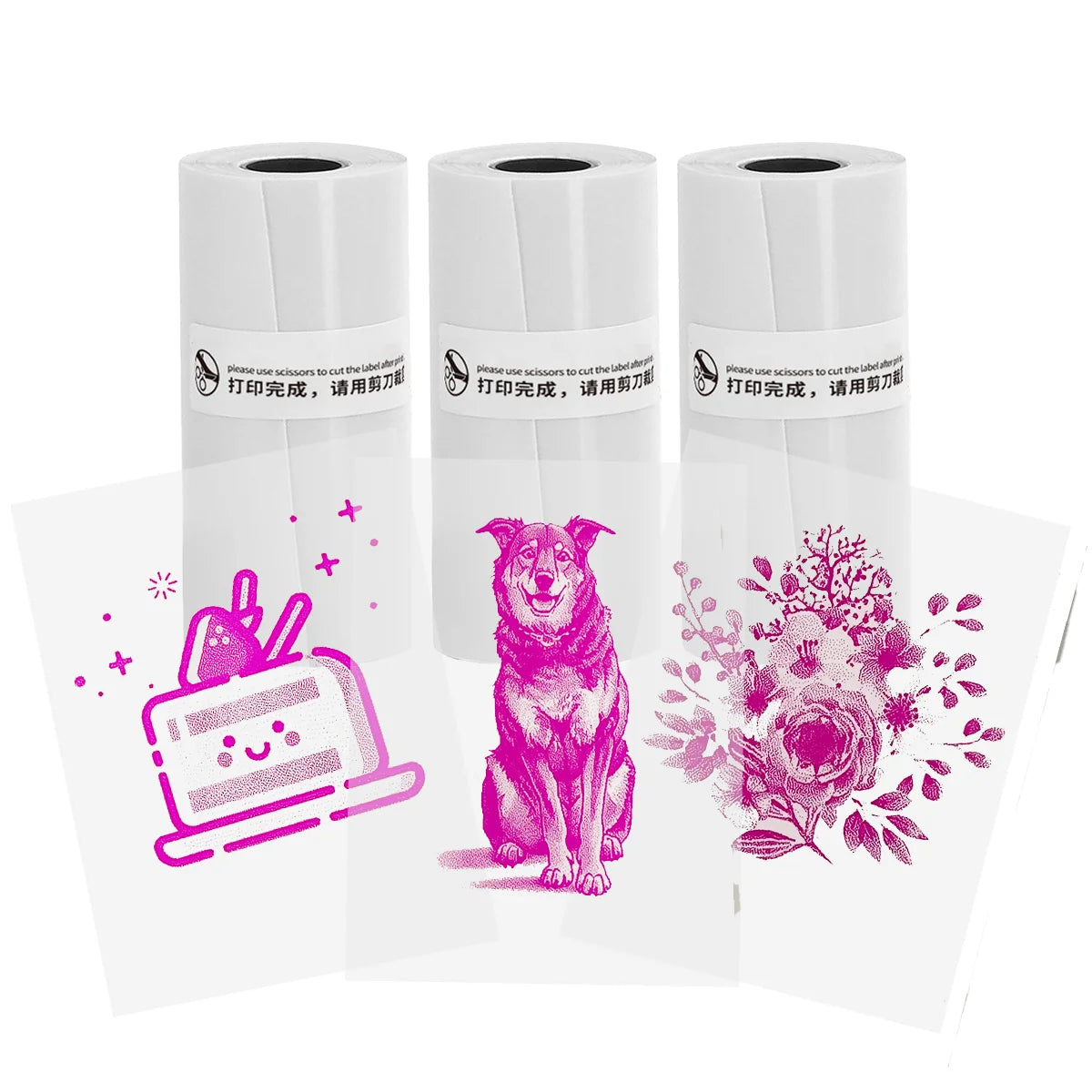 Thermal Mini Printer, Portable Inkless Sticker Maker,Bluetooth Free Cut Small Pocket Printer for Children DIY 57mm Photo Print