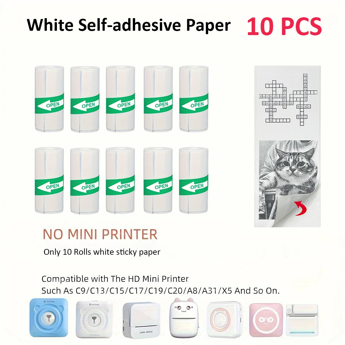 Thermal Mini Printer, Portable Inkless Sticker Maker,Bluetooth Free Cut Small Pocket Printer for Children DIY 57mm Photo Print